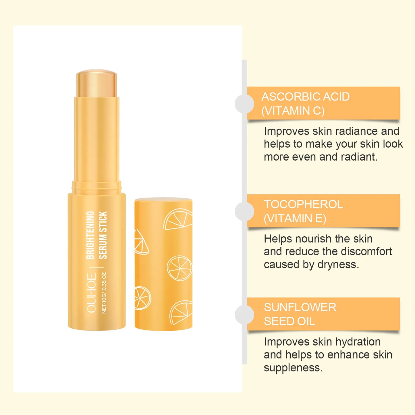 Vitamin C Whitening Freckles Serum Stick Remove Melasma Dark Spots Corrector Lighten Melanin Acne Anti-Aging Brighten Skin Care