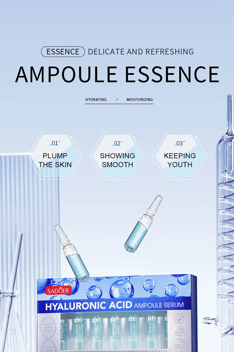 7er Hyaluronsäure Essence Set - Anti-Falten Serum mit Niacinamide & Oligopeptiden | Intensiv Feuchtigkeits-Ampoule