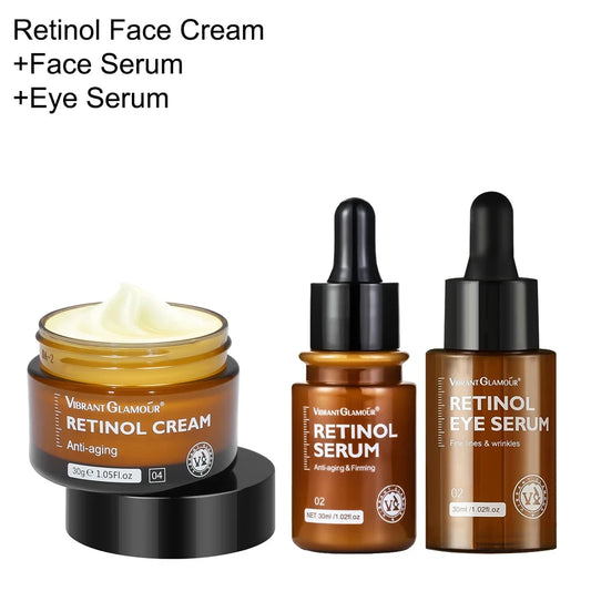 Retinol Face & Eye Renewal System | Night Cream + Face Serum + Eye Serum – Wrinkles, Bags & Dark Circles