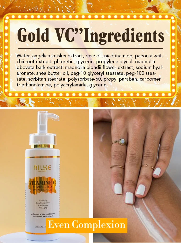 AILKE Vitamin C Body Glow Set | Brightening Cream, Hyaluronic Acid & Organic Soap for Smooth, Even, Glowing Skin