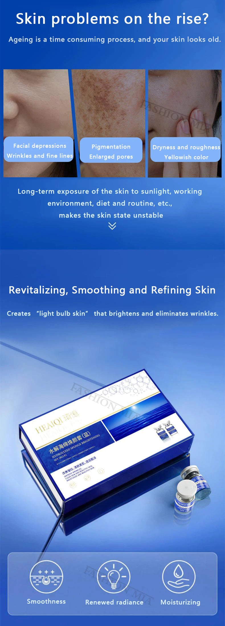 Sponge Crystallite Treatment Blue Copper Peptide Collagen Regeneration Natural Biological Extract Sponge Spicules Cell Renew