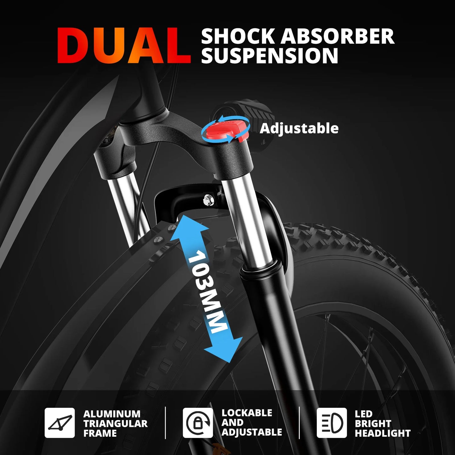 1500W Electric Mountain Bike EB26 | Fat Tire E-Bike 26" 48V 50-Mile Range - USA LOCATION