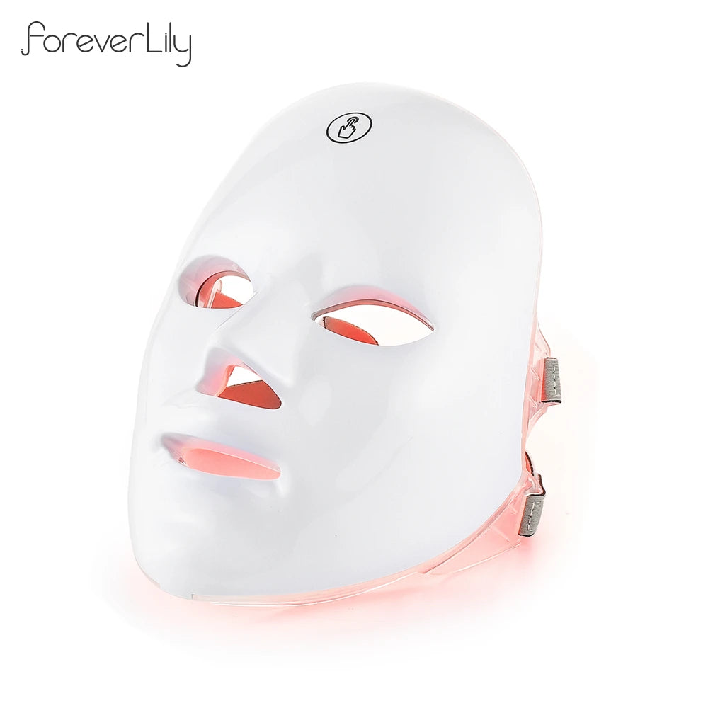 7 Colors LED Photon Facial Mask Skin Rejuvenation Anti Acne Facial Beauty Mask Red Light Skin Care Repair Skin Wireless Use