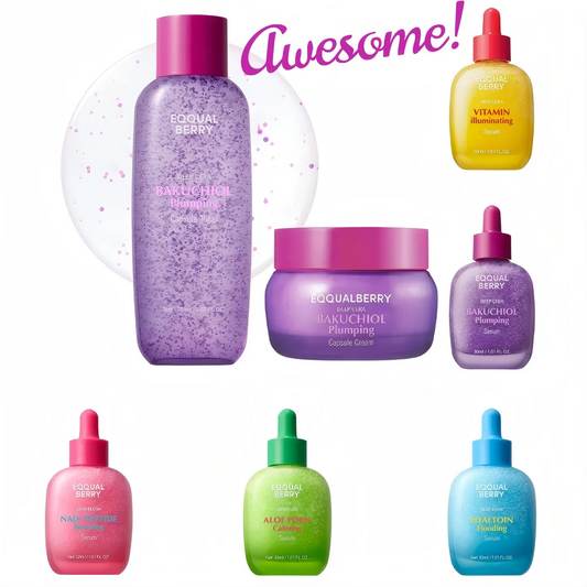 EQQUALBERRY BAKUCHIOL Korean Skincare Bakuchiol Plumping Serum And Vitamin C Serum For Nourishing Moisturizing Face Skin Care