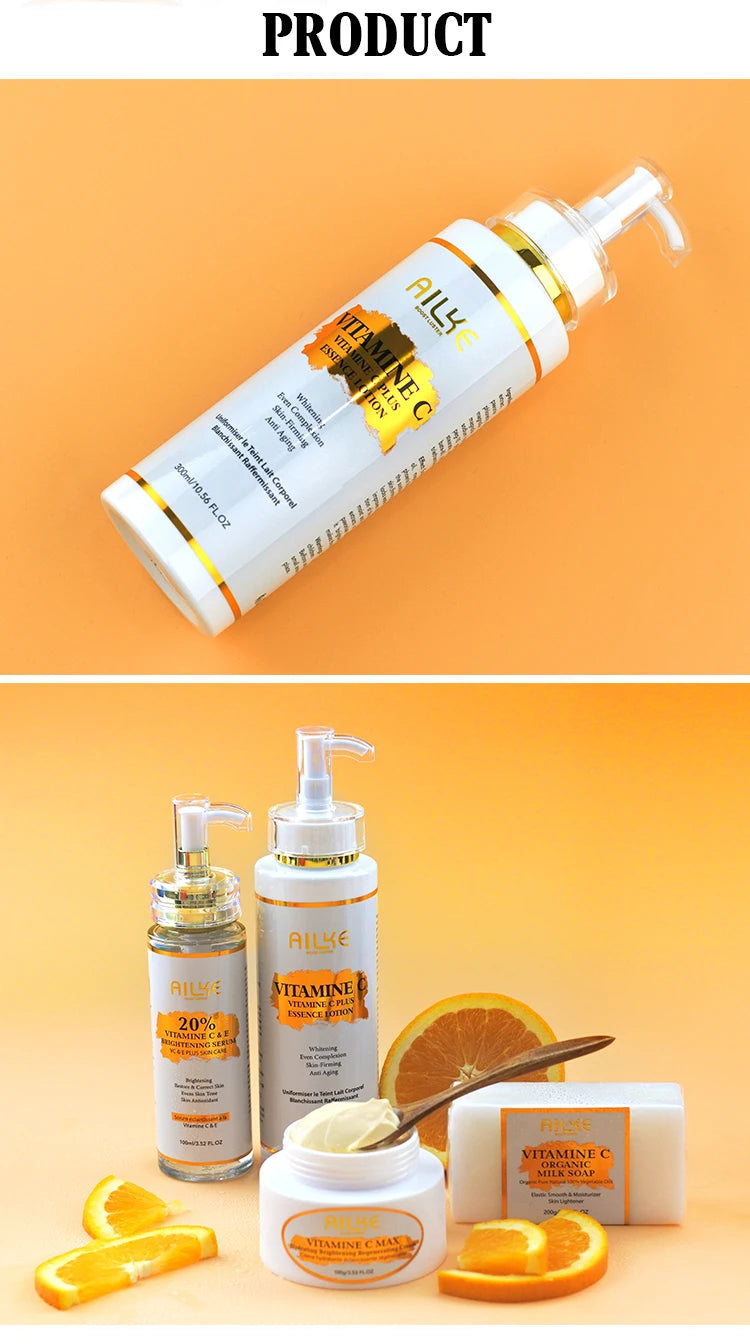 AILKE Vitamin C Body Glow Set | Brightening Cream, Hyaluronic Acid & Organic Soap for Smooth, Even, Glowing Skin