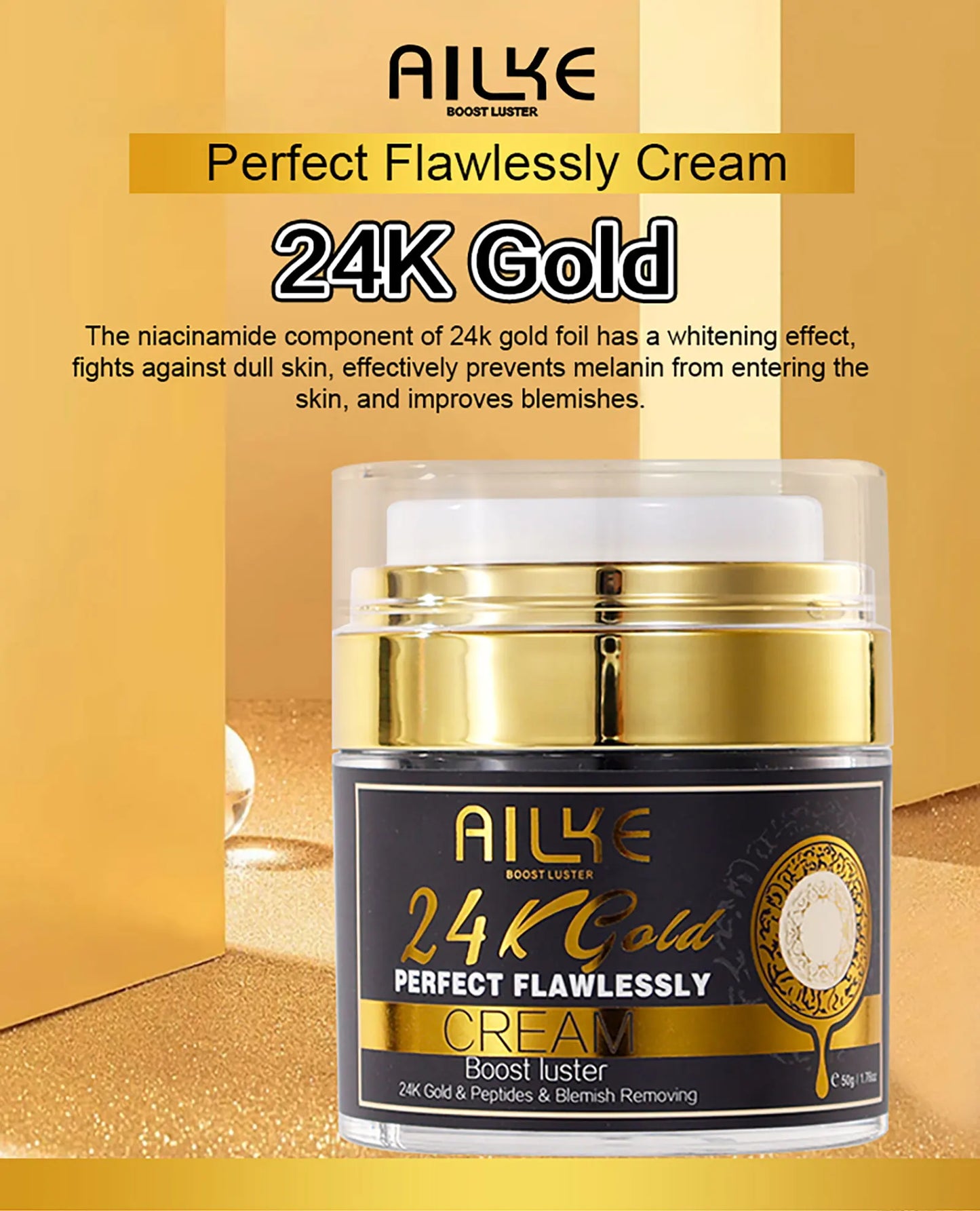 AILKE 24K Gold Perfect Flawless Body Glow Set | Whitening Body Lotion, Oil & Serum for Dark Spots, Wrinkles & Deep Hydration