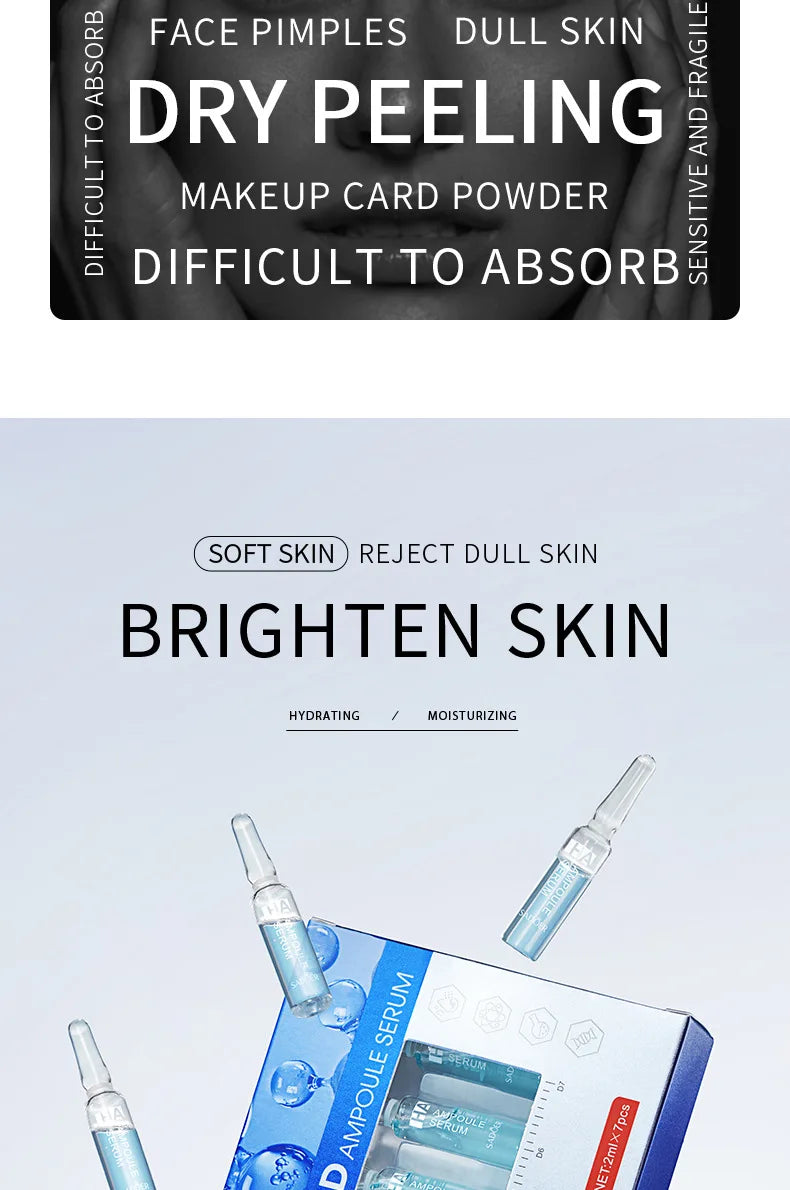 7er Hyaluronsäure Essence Set - Anti-Falten Serum mit Niacinamide & Oligopeptiden | Intensiv Feuchtigkeits-Ampoule