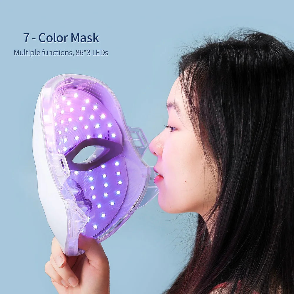 7 Colors LED Photon Facial Mask Skin Rejuvenation Anti Acne Facial Beauty Mask Red Light Skin Care Repair Skin Wireless Use