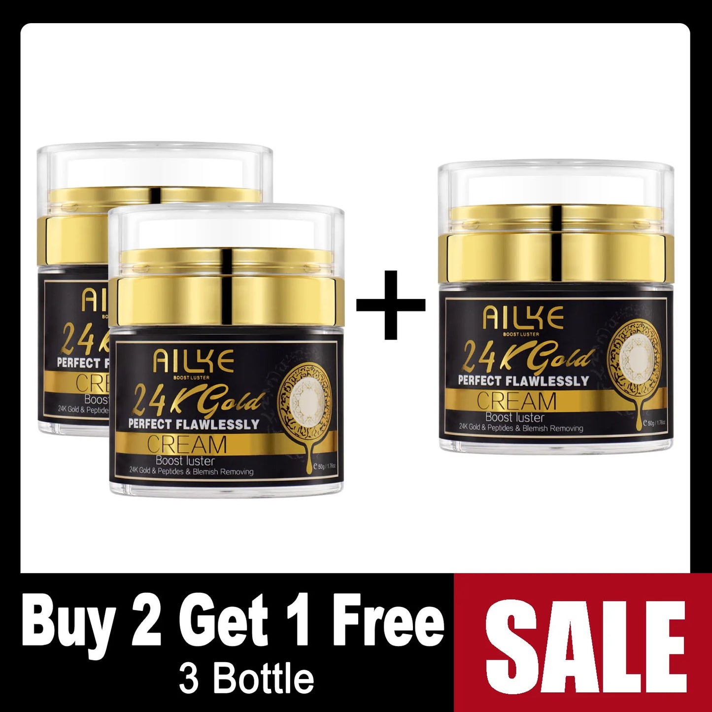 AILKE 24K Gold Perfect Flawless Body Glow Set | Whitening Body Lotion, Oil & Serum for Dark Spots, Wrinkles & Deep Hydration