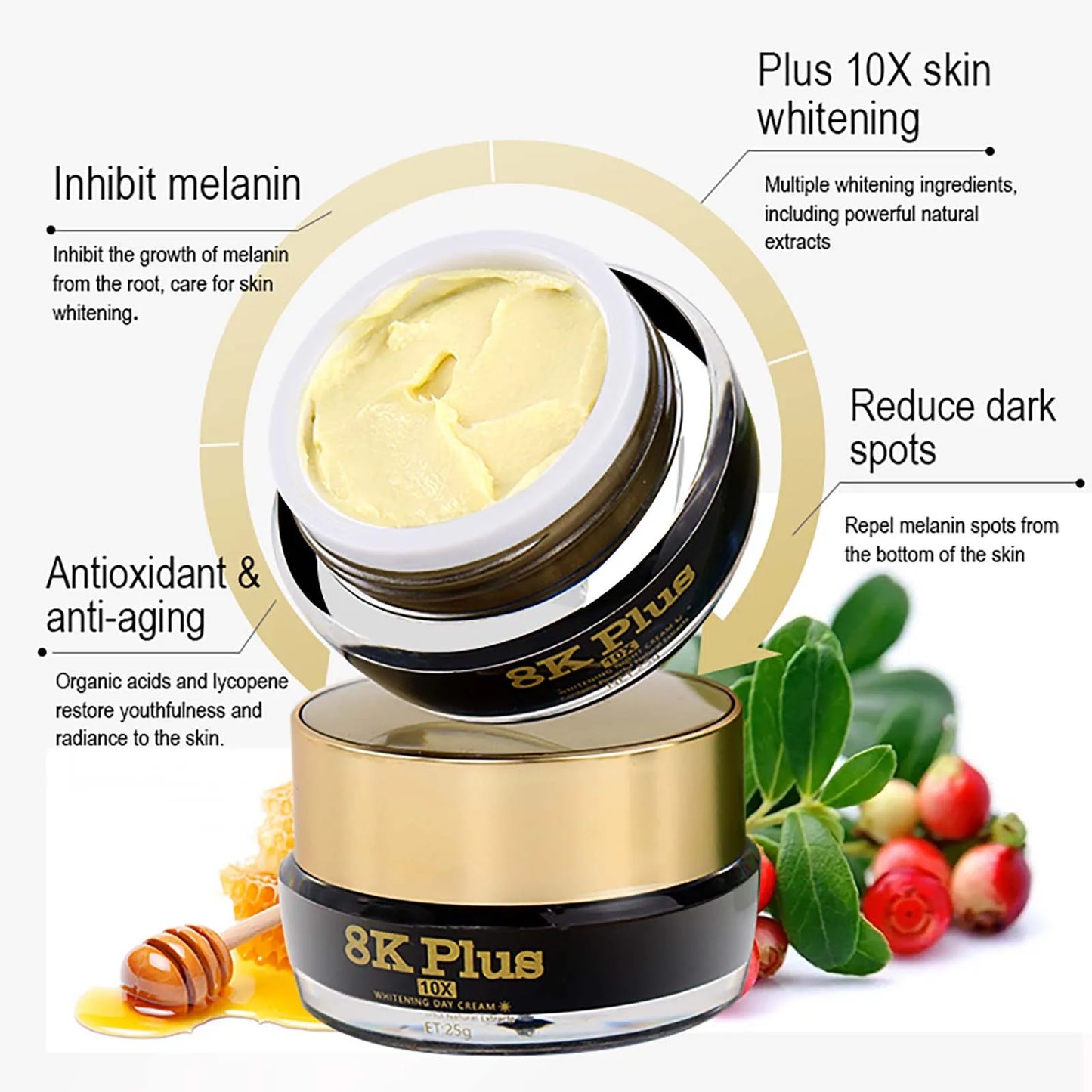 AILKE 8K Plus Night Whitening Cream | Collagen + Niacinamide + Glutathione – Dark Spots, Dull Skin & Fine Lines
