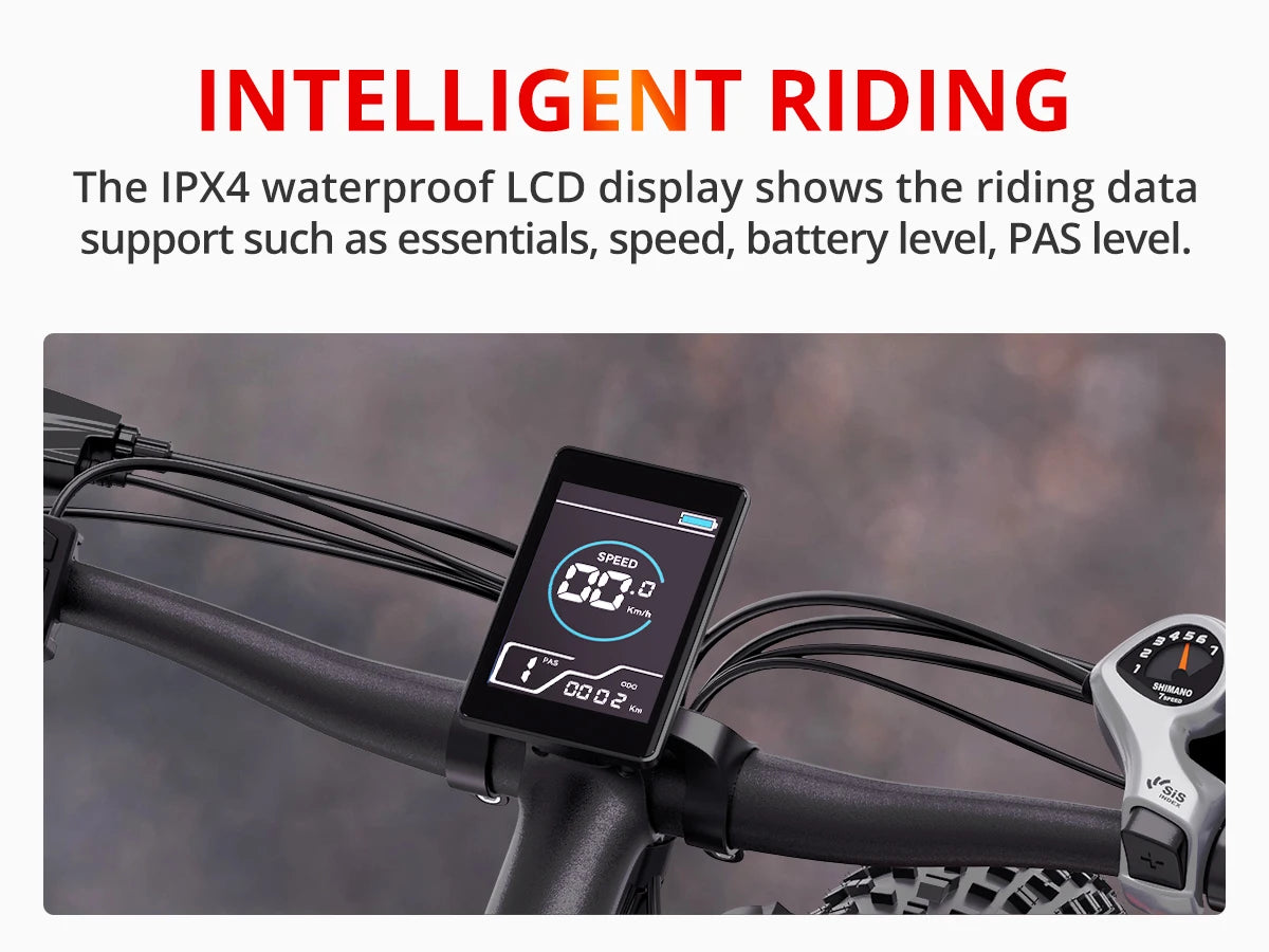 1500W Electric Mountain Bike EB26 | Fat Tire E-Bike 26" 48V 50-Mile Range - USA LOCATION