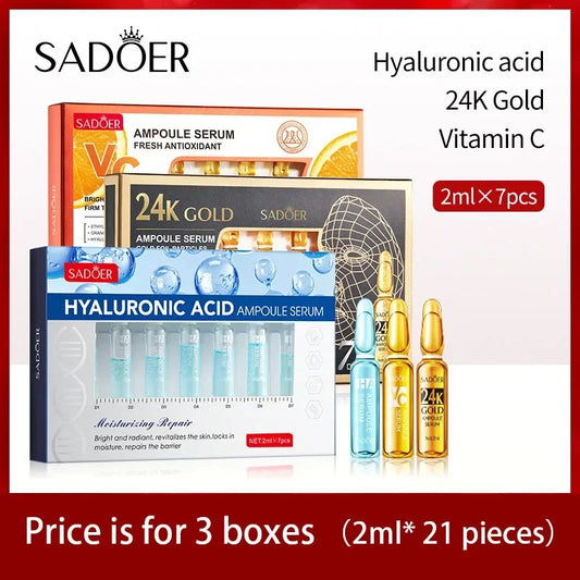 7er Hyaluronsäure Essence Set - Anti-Falten Serum mit Niacinamide & Oligopeptiden | Intensiv Feuchtigkeits-Ampoule