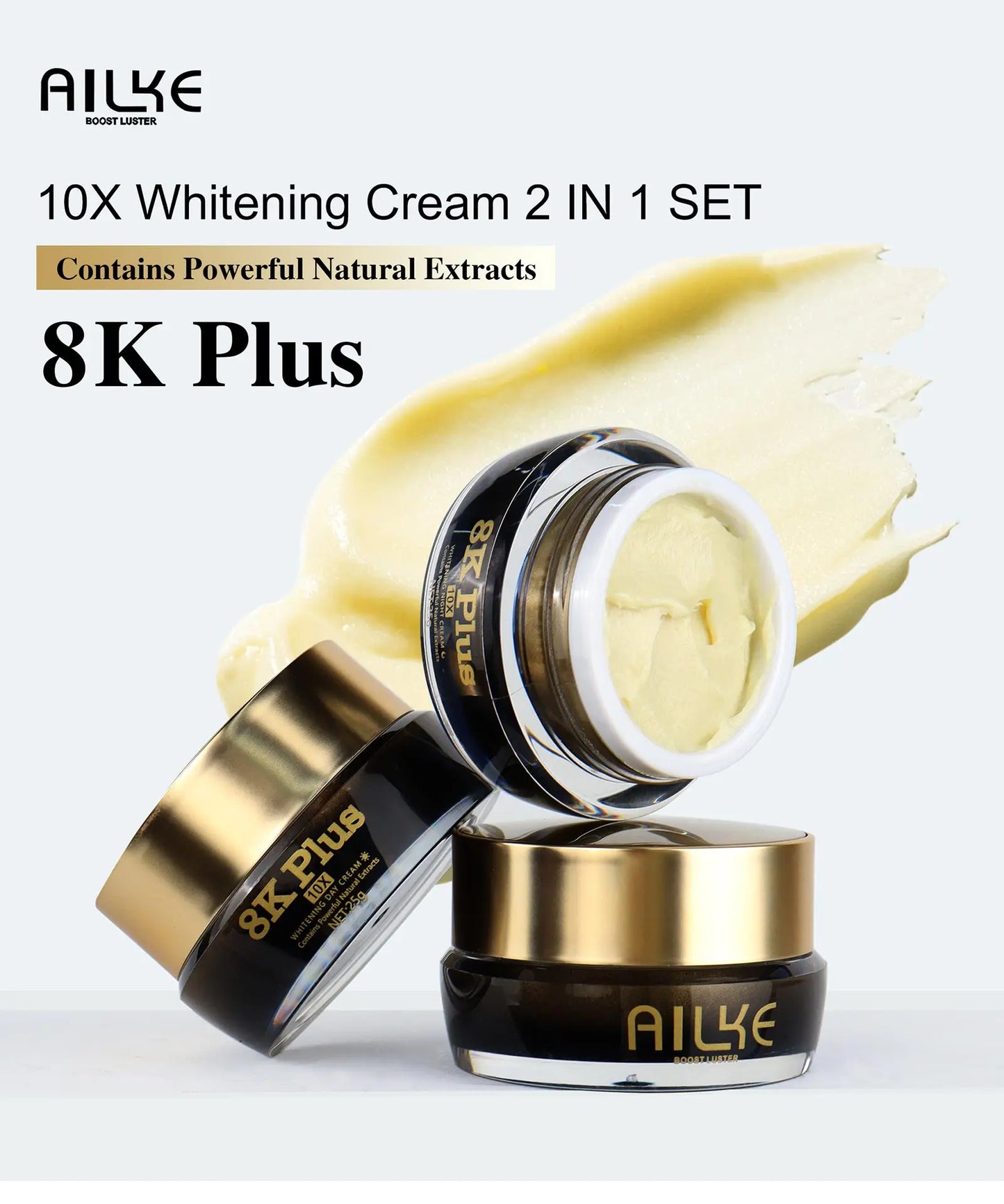 AILKE 8K Plus Night Whitening Cream | Collagen + Niacinamide + Glutathione – Dark Spots, Dull Skin & Fine Lines