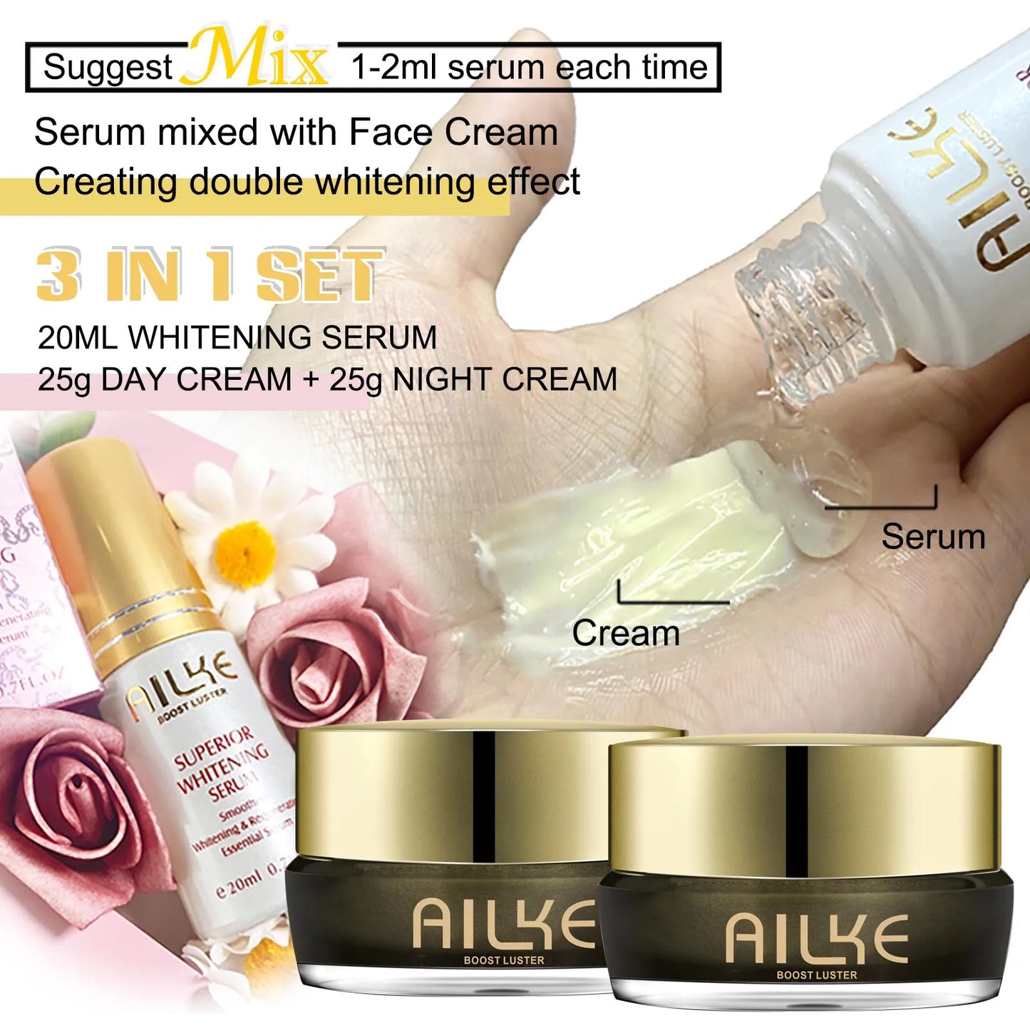 AILKE 8K Plus Night Whitening Cream | Collagen + Niacinamide + Glutathione – Dark Spots, Dull Skin & Fine Lines