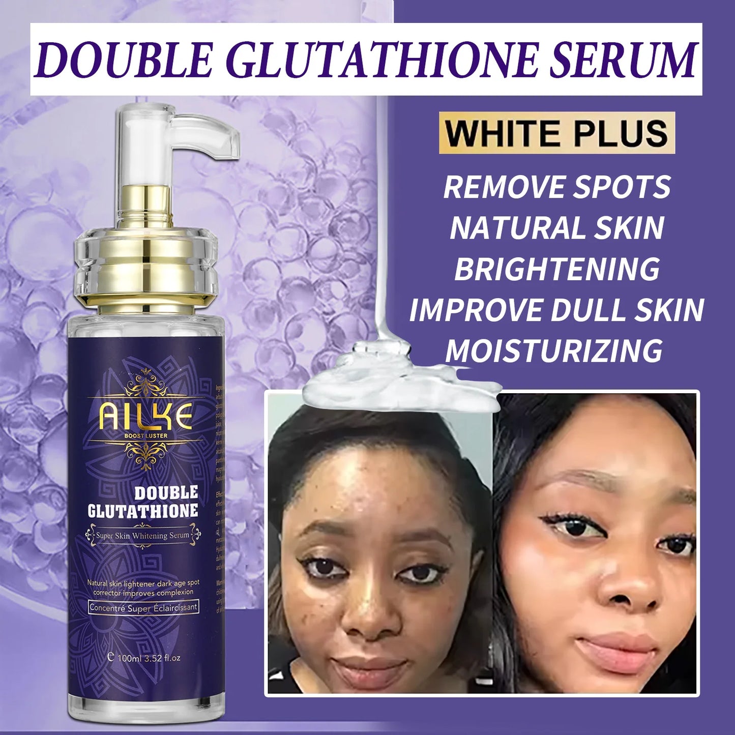AILKE Dark Spot & Wrinkle Correcting Serum | Collagen + Glutathione Brightening Face & Body